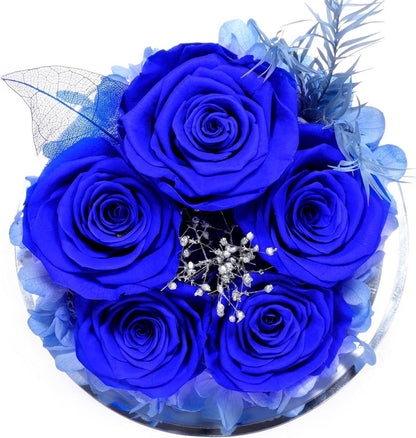 Ewige Rose Engel Geschenkbox Weihnachten 5 Rosen Engel Figur Blau