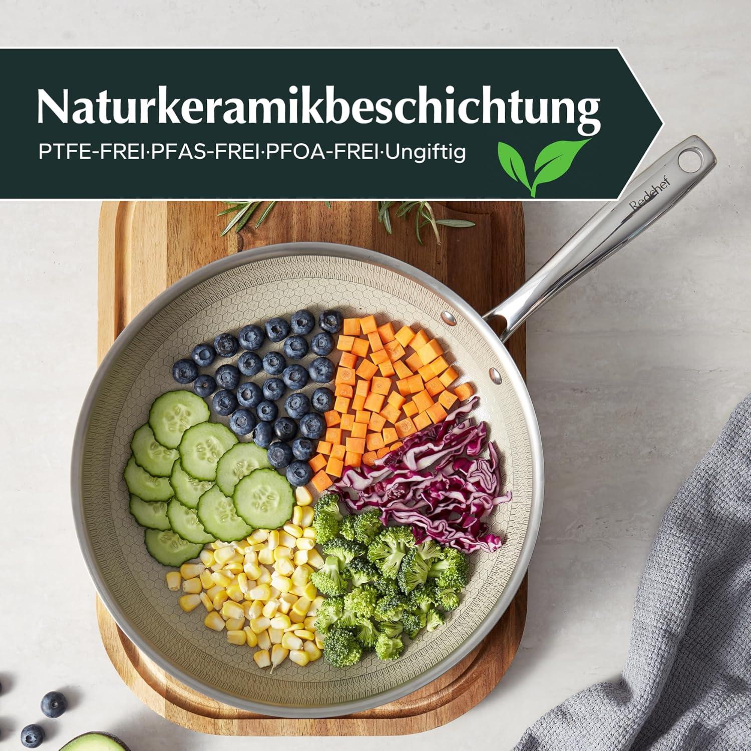 Redchef Wabenstruktur Pfannenset Keramik Edelstahlpfanne Induktion 3-teilig