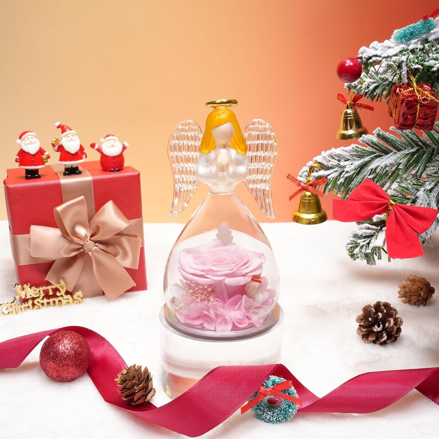 Ewige Rose Engel Geschenkbox mit Glas Dome und Karte