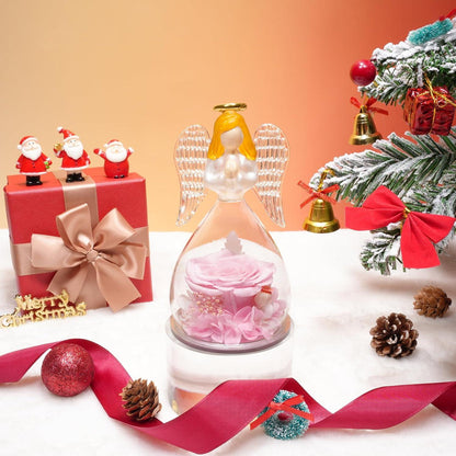 Ewige Rose Engel Geschenkbox mit Glas Dome und Karte
