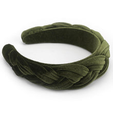 Samt Geflochtenes Stirnband Damen Vintage Haarreif Breit Army Green