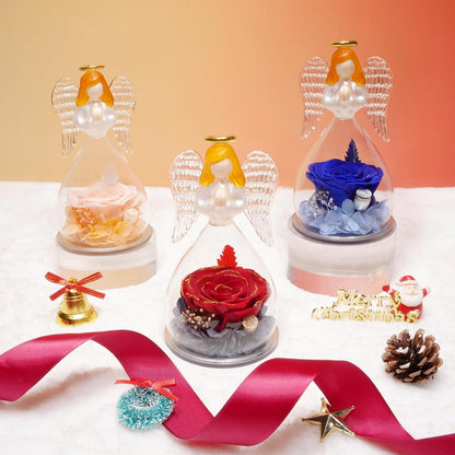 Ewige Rose Engel Geschenkbox Echte Rosen Glas Dome Weihnachtsgeschenke