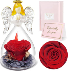 Ewige Rose Engel Geschenkbox mit Glasdom & Grußkarte