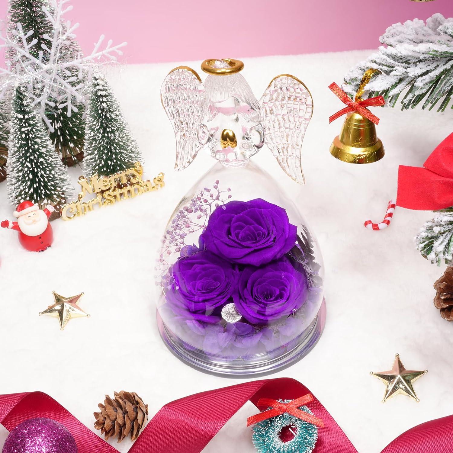 Sunia Ewige Rose Engel Geschenk Set 3 Ewige Rose Glas Engel Muttertag Weihnachten