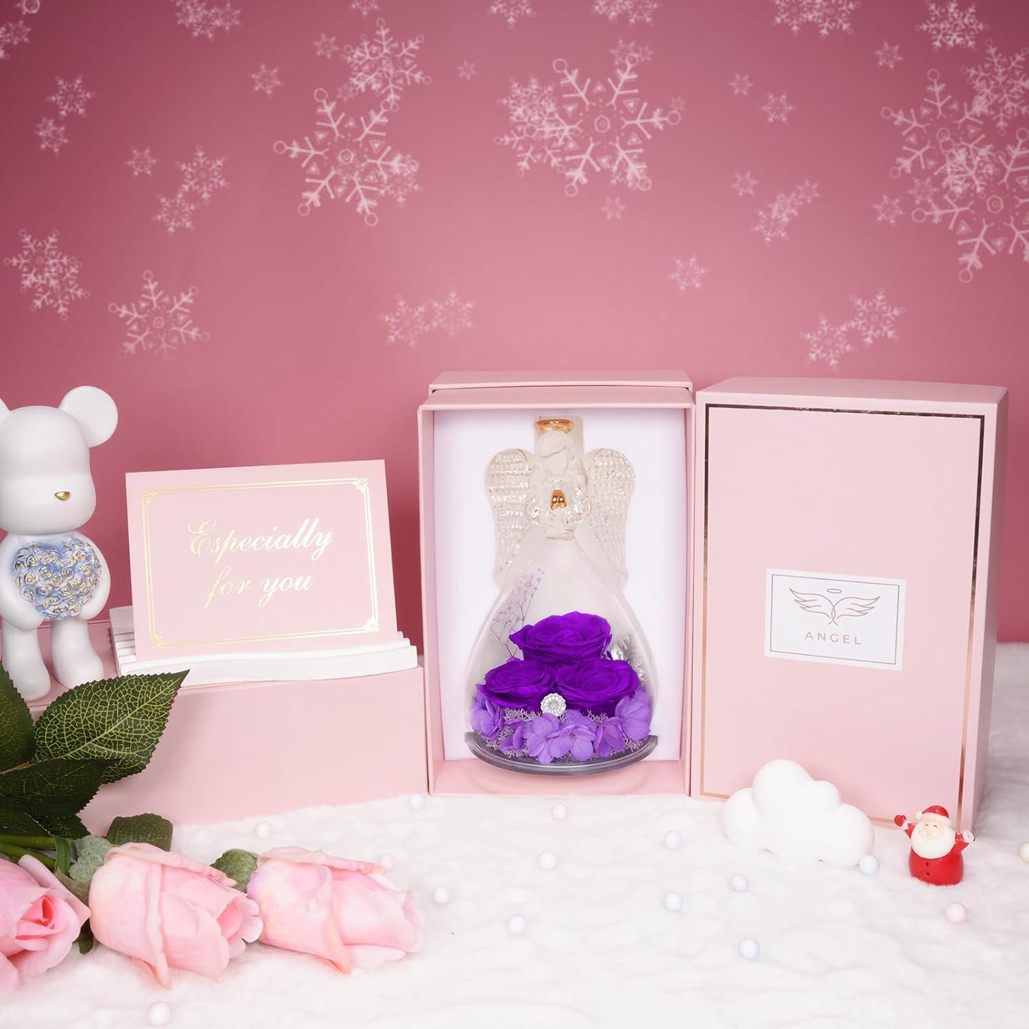 Ewige Rosen Engel Geschenk Set Glas Rose Weihnachten Muttertag Oma
