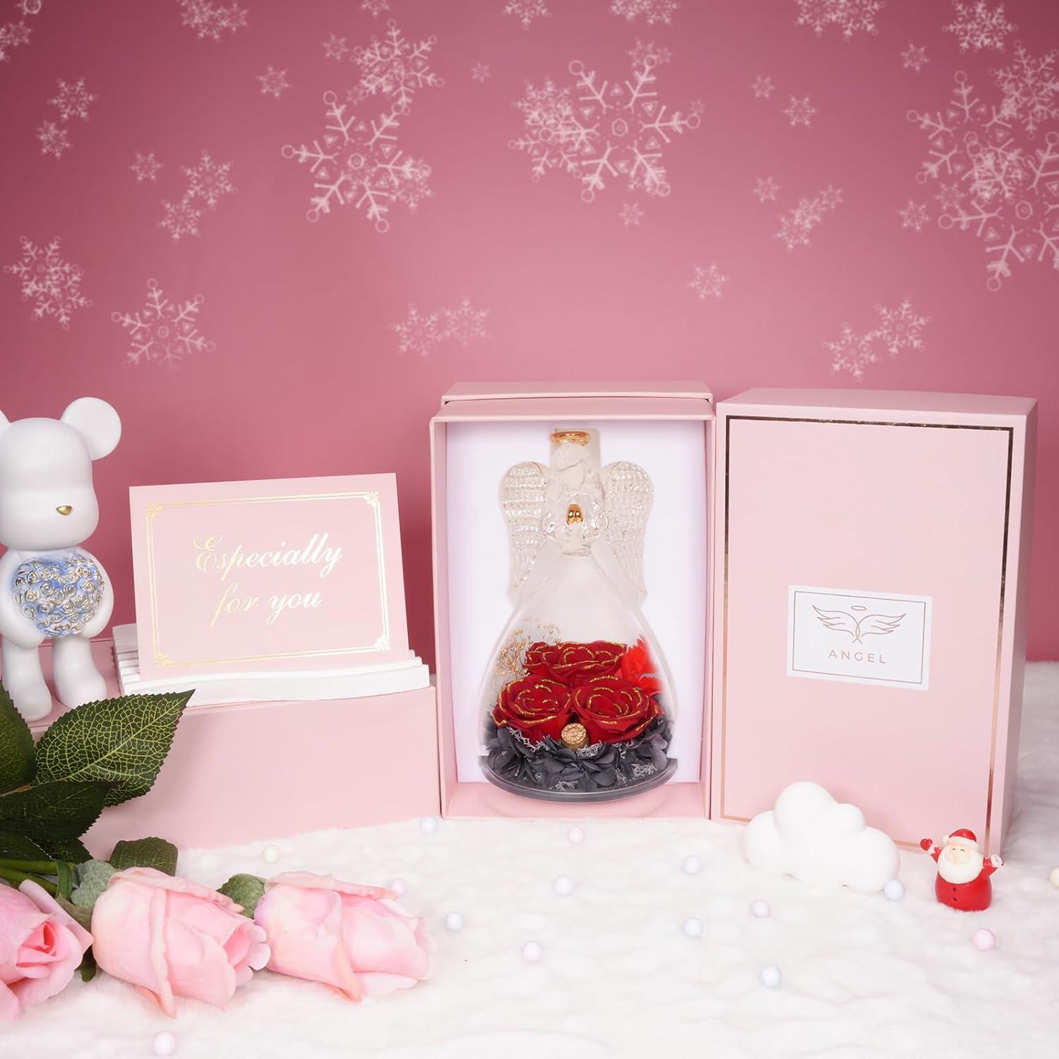 Ewige Rosen Engel Glas Geschenkbox Weihnachtsgeschenk Frauen Mama Oma
