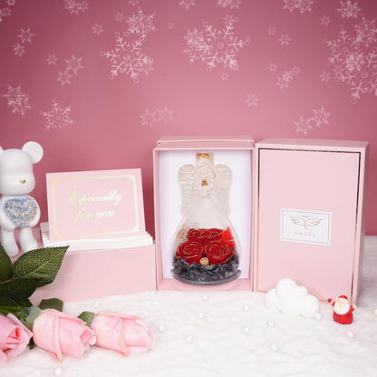 Ewige Rosen Engel Glas Geschenkbox Weihnachtsgeschenk Frauen Mama Oma