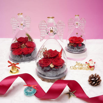 Ewige Rose Engel Geschenkbox 3 Rose Glas Weihnachten Oma Rot