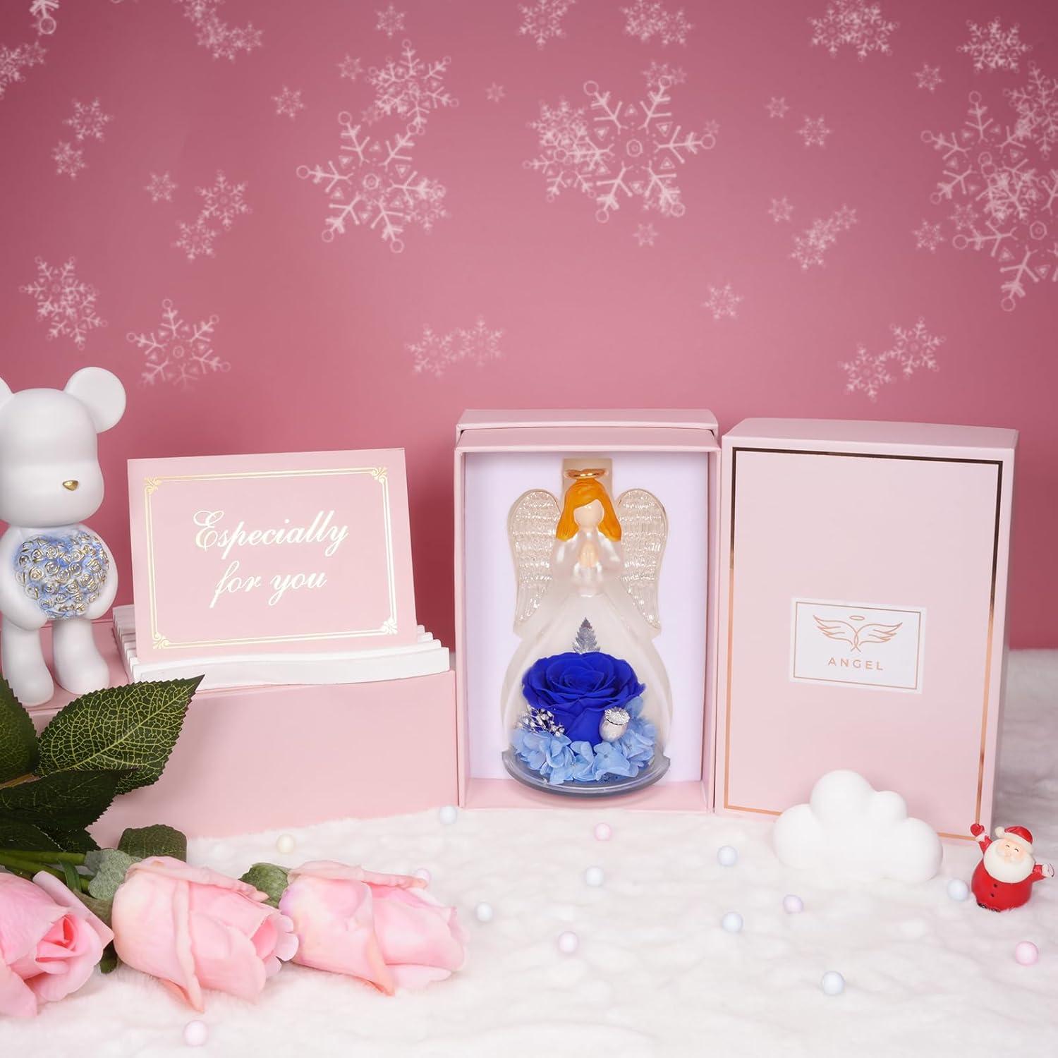 Ewige Rose Engel Glasdome Geschenkbox Weihnachten Valentinstag