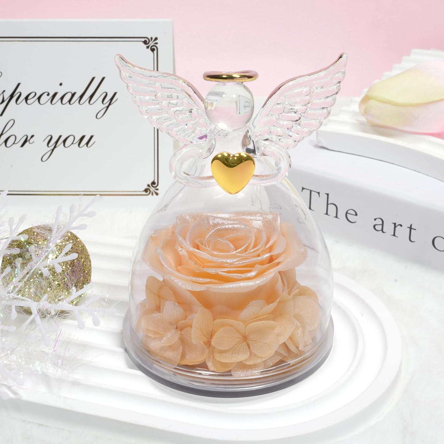 Ewige Rose Engel Figur Geschenk für Frauen Weihnachten Glow