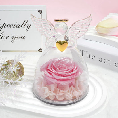 Sunia Ewige Rose Engel Figur in Glas - Geschenk für