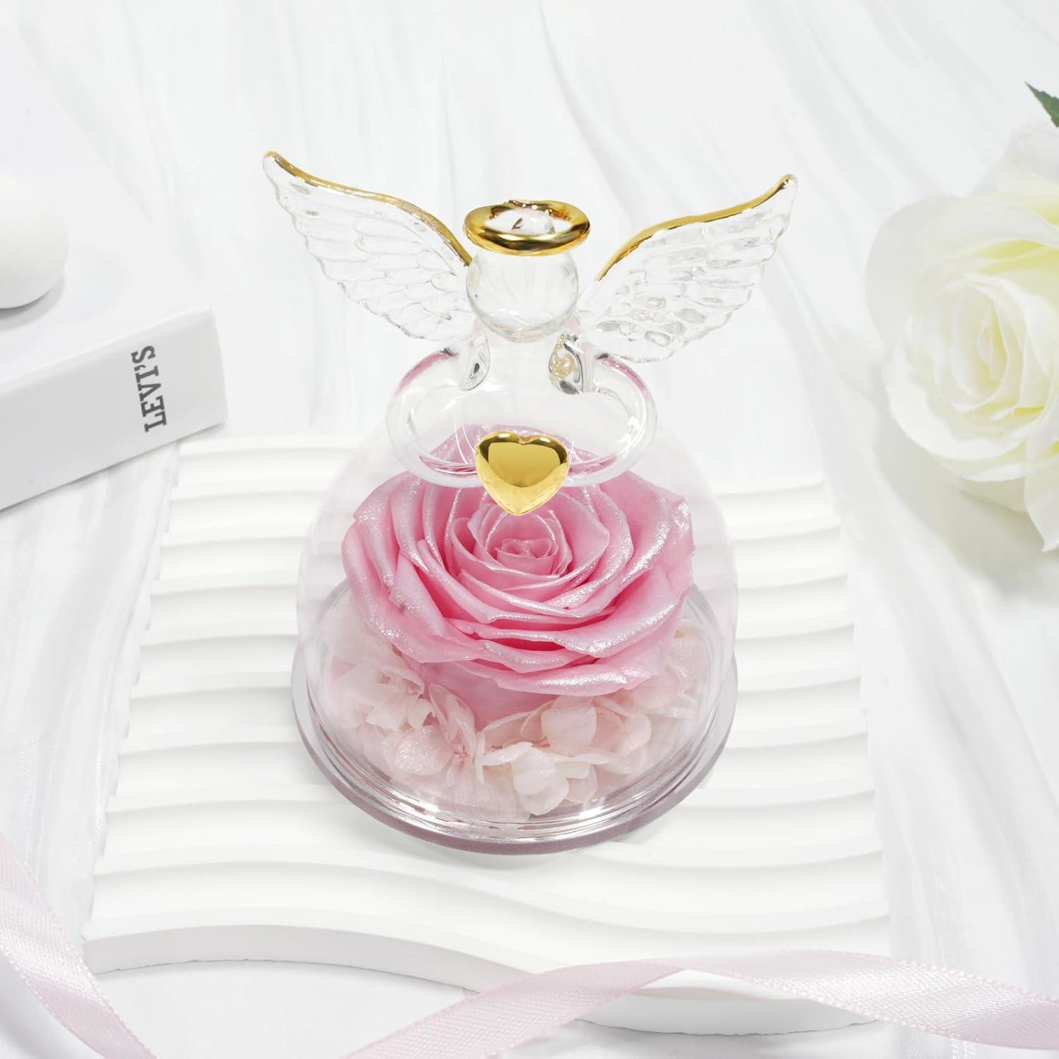 Ewige Rose Engel Figur Geschenkbox Weihnachten Frauen Mutter Oma Rose im Glas