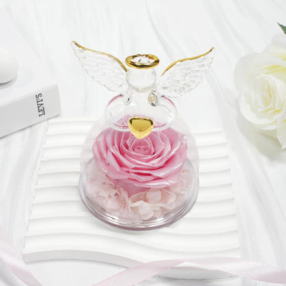 Ewige Rose Engel Figur Geschenkbox Weihnachten Frauen Mutter Oma Rose im Glas
