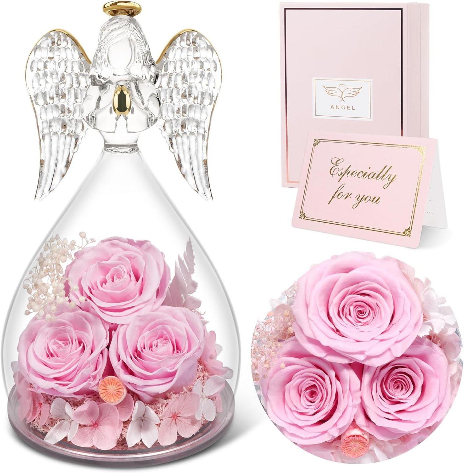 Sunia Ewige Rose Engel Geschenkbox 3 Ewige Rose Glas Engel
