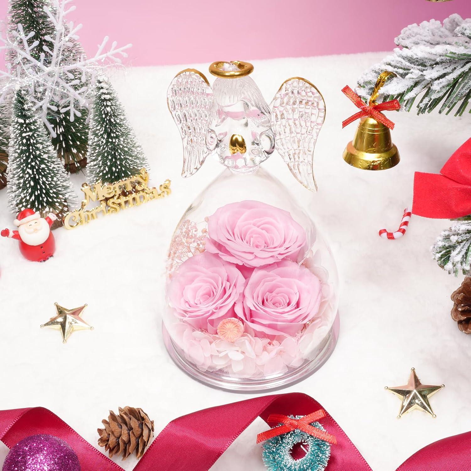 Sunia Ewige Rose Engel Geschenkbox 3 Ewige Rose im Glas Engel