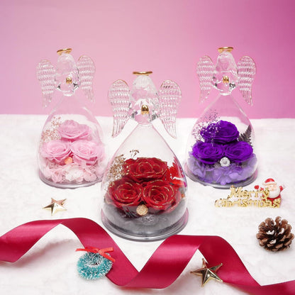 Ewige Rosen Engel Geschenkbox 3 Ewige Rose im Glas Weihnachten Valentinstag