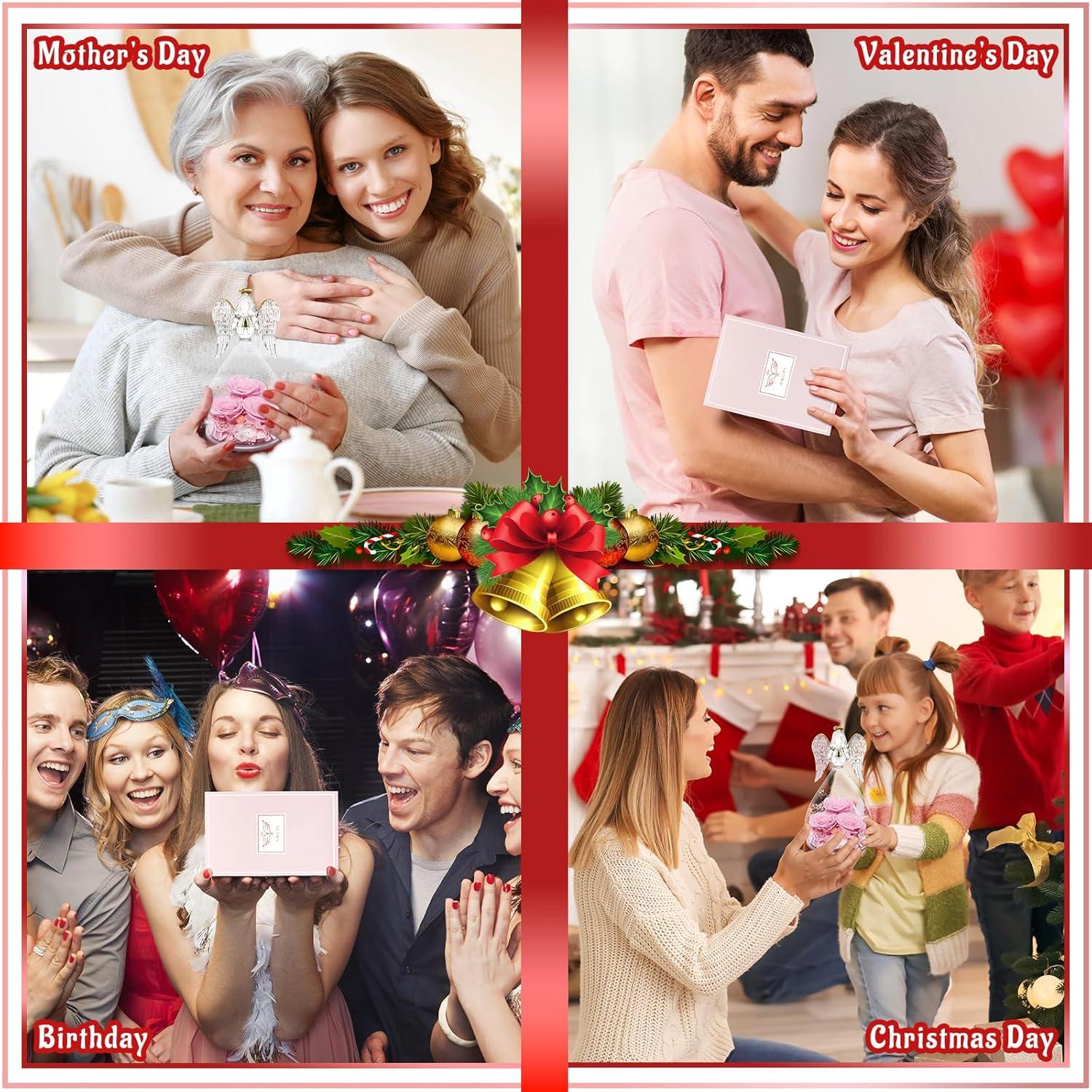 Ewige Rosen Engel Geschenkbox 3 Ewige Rose im Glas Weihnachten Valentinstag