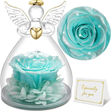 Ewige Rose Engel Figur Geschenkbox Weihnachten Glitzerndes Hellblau