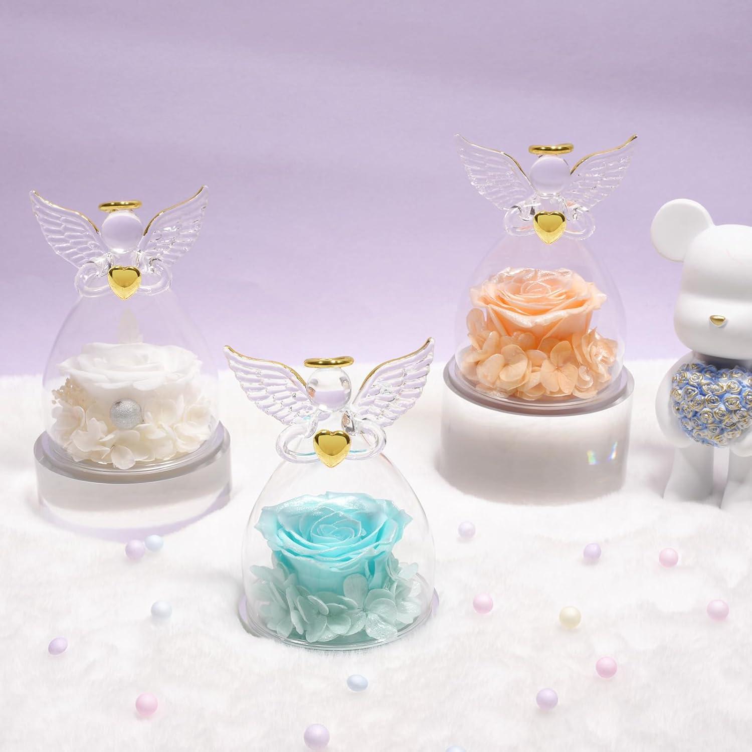 Ewige Rose Engel Figur in Glas Schutzengel Geschenkbox Frauen Weihnachten