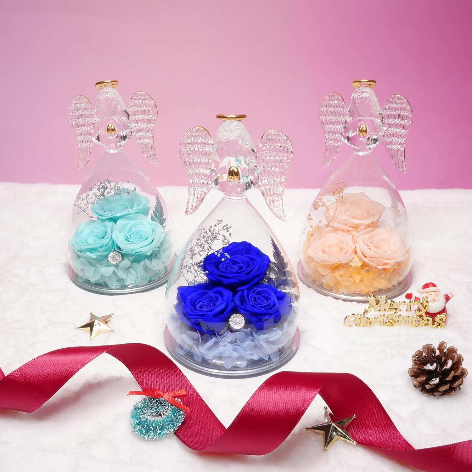 Ewige Rose Engel Geschenkbox 3 Rosen Glas Weihnachten Mutter Oma
