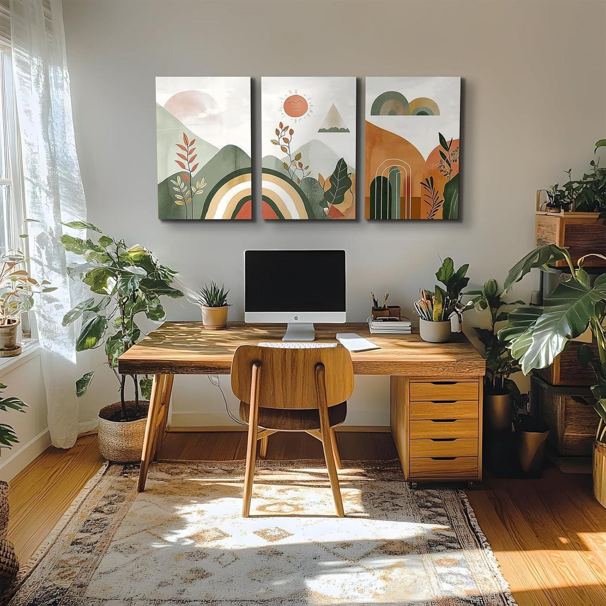 Leinwandbild Set Boho Natur Abstrakt Geometrie 70x50cm