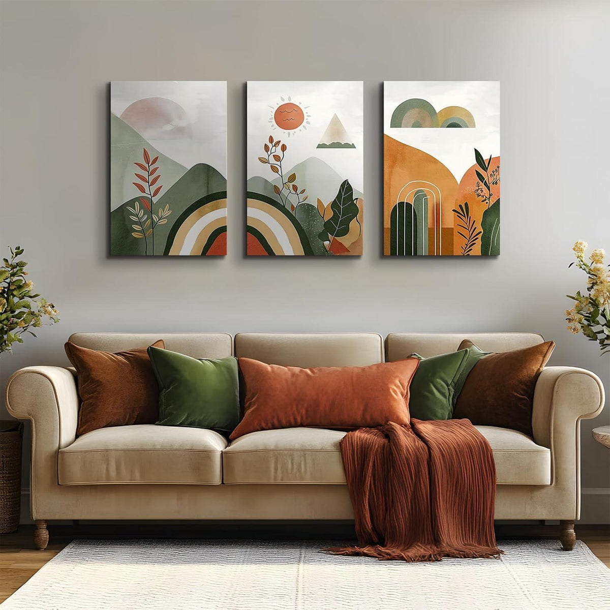 Leinwandbild Set Boho Natur Abstrakt Geometrie 70x50cm