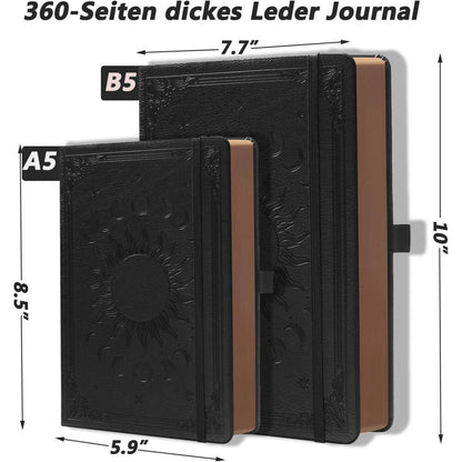 Liniertes Notizbuch A5 mit Stift – Tagebuch Hardcover in Lederoptik