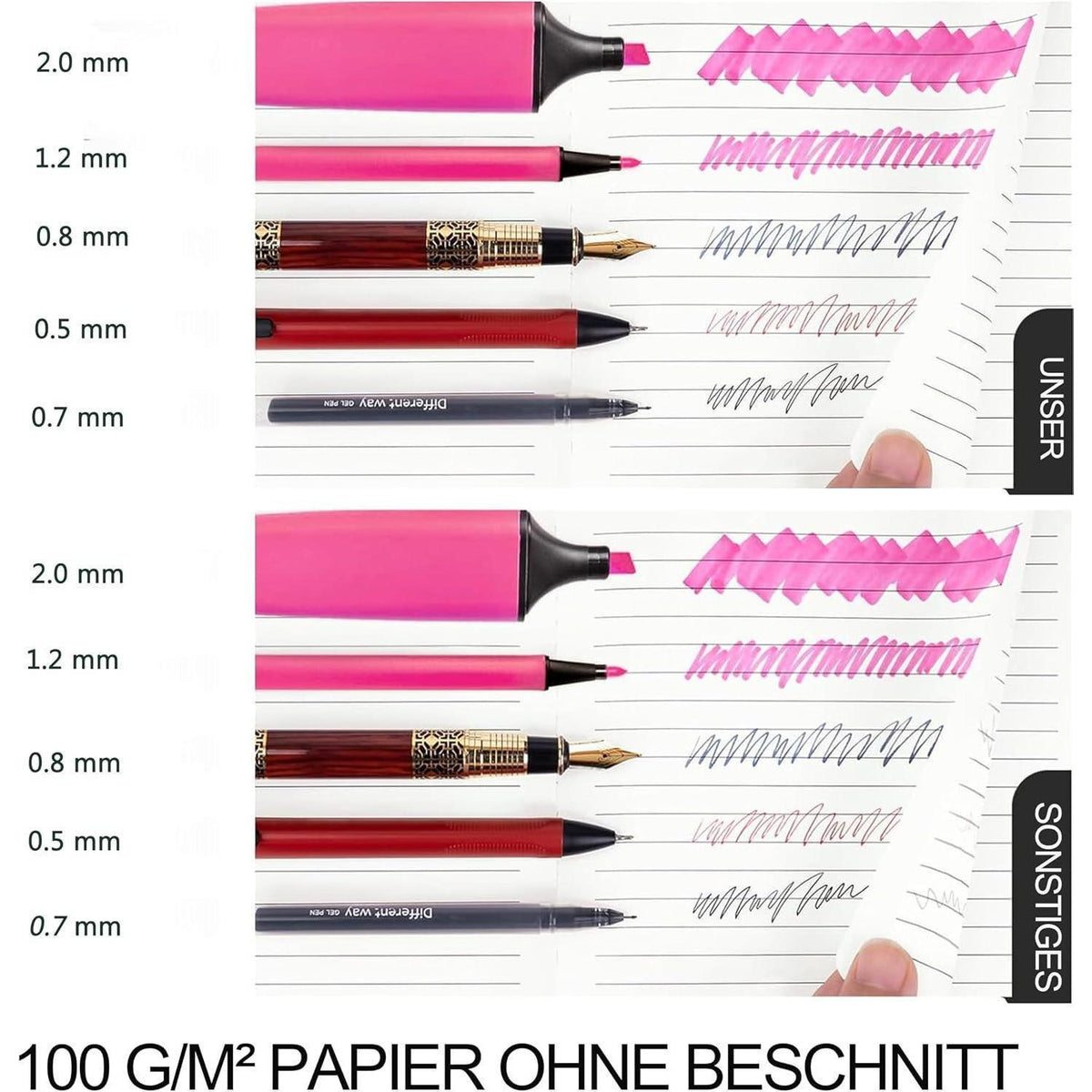 Liniertes Notizbuch A5 mit Stift – Tagebuch Hardcover in Lederoptik