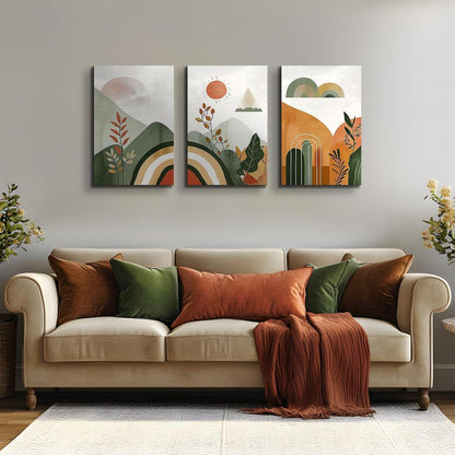 Leinwandbild Set Boho Natur Abstrakte Landschaft 58x40cm