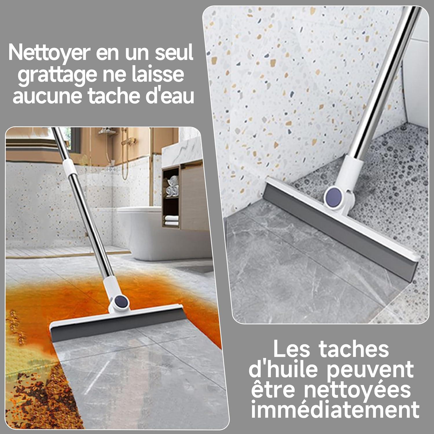 4 in 1 Handfeger mit langer Stiellänge & Kehrschaufel-Set Grau