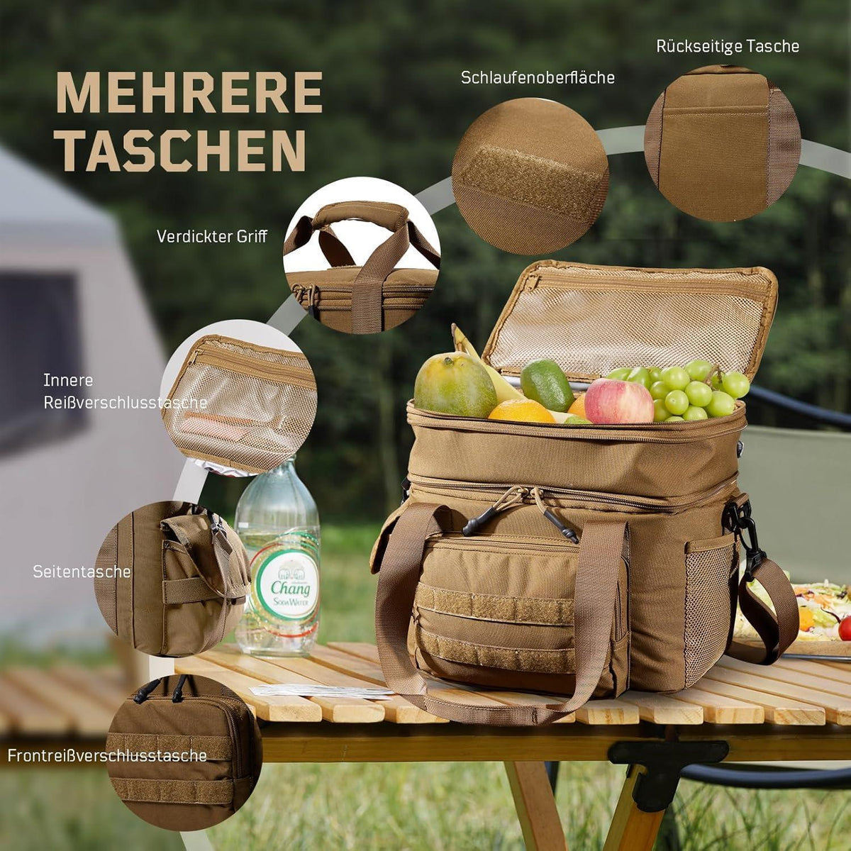 Erweiterbare Lunch-Tasche Coyote Braun – 18-26L, Auslaufsicher & Isoliert