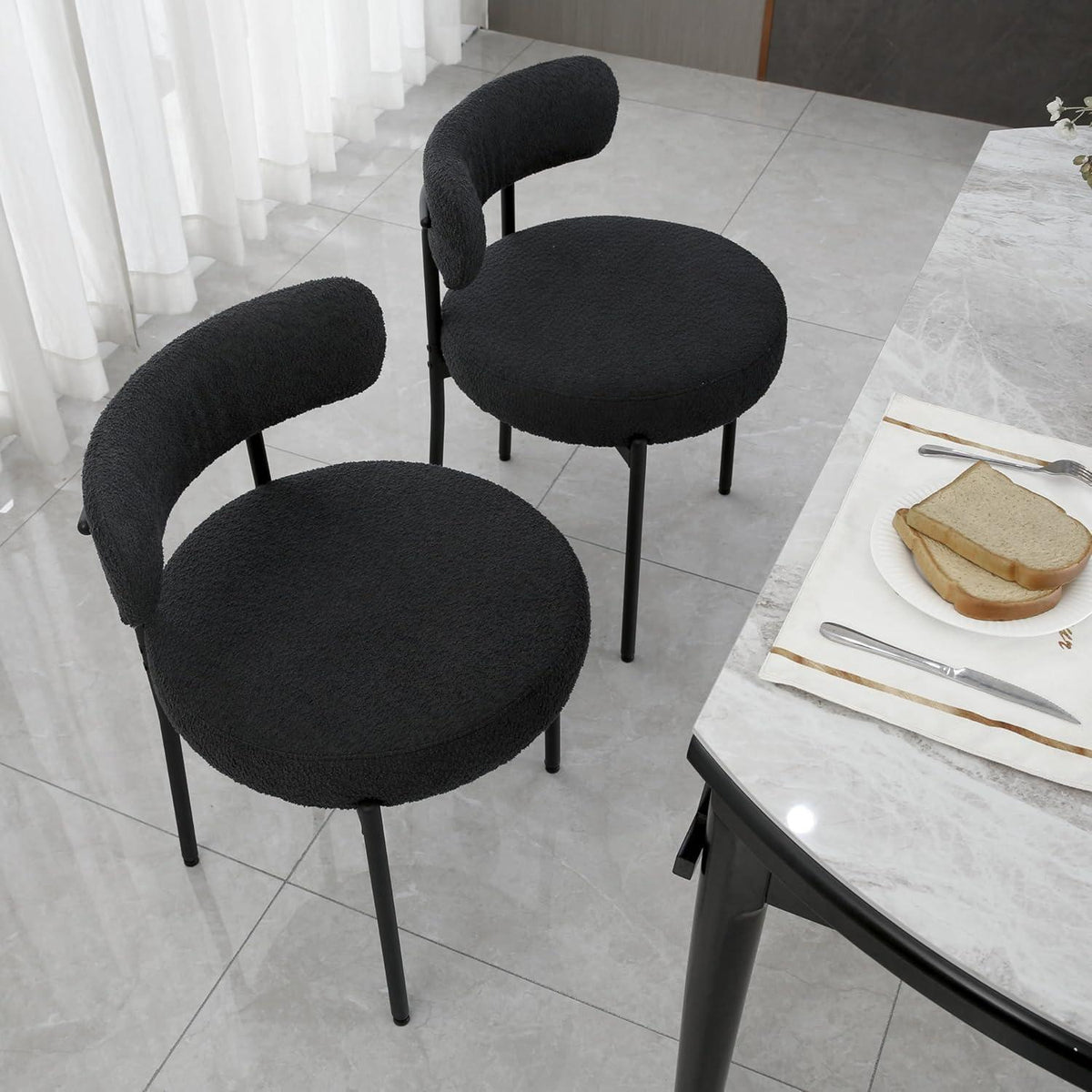 Esszimmerstühle 6er Set, Modern Retro Design, Schwarz
