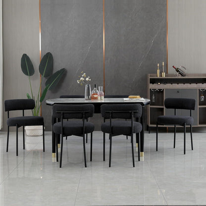 Esszimmerstühle 6er Set, Modern Retro Design, Schwarz
