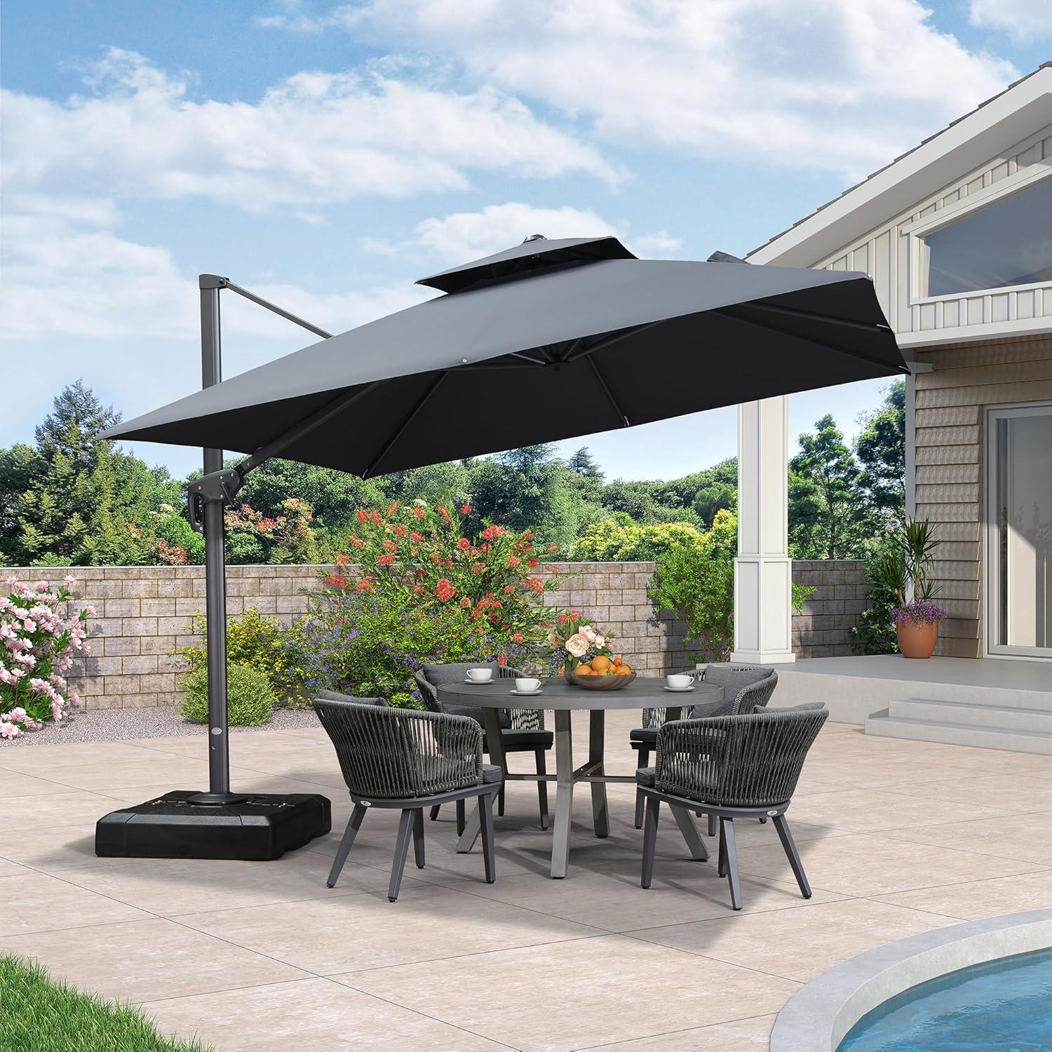 Ampelschirm 300 x 300 cm Sonnenschirm Drehbar Quadratisch Wasserdicht