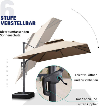 Sonnenschirm Doppeldach 300x300 cm Ampelschirm Grau
