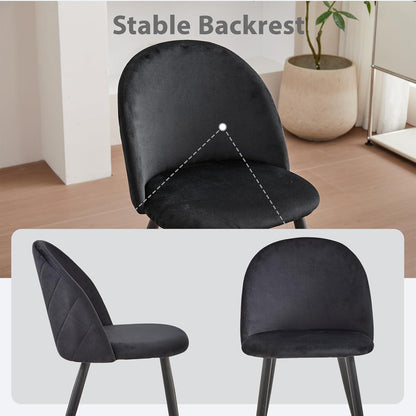 8 Esszimmerstühle Samt mit Metallbeinen, Schwarz