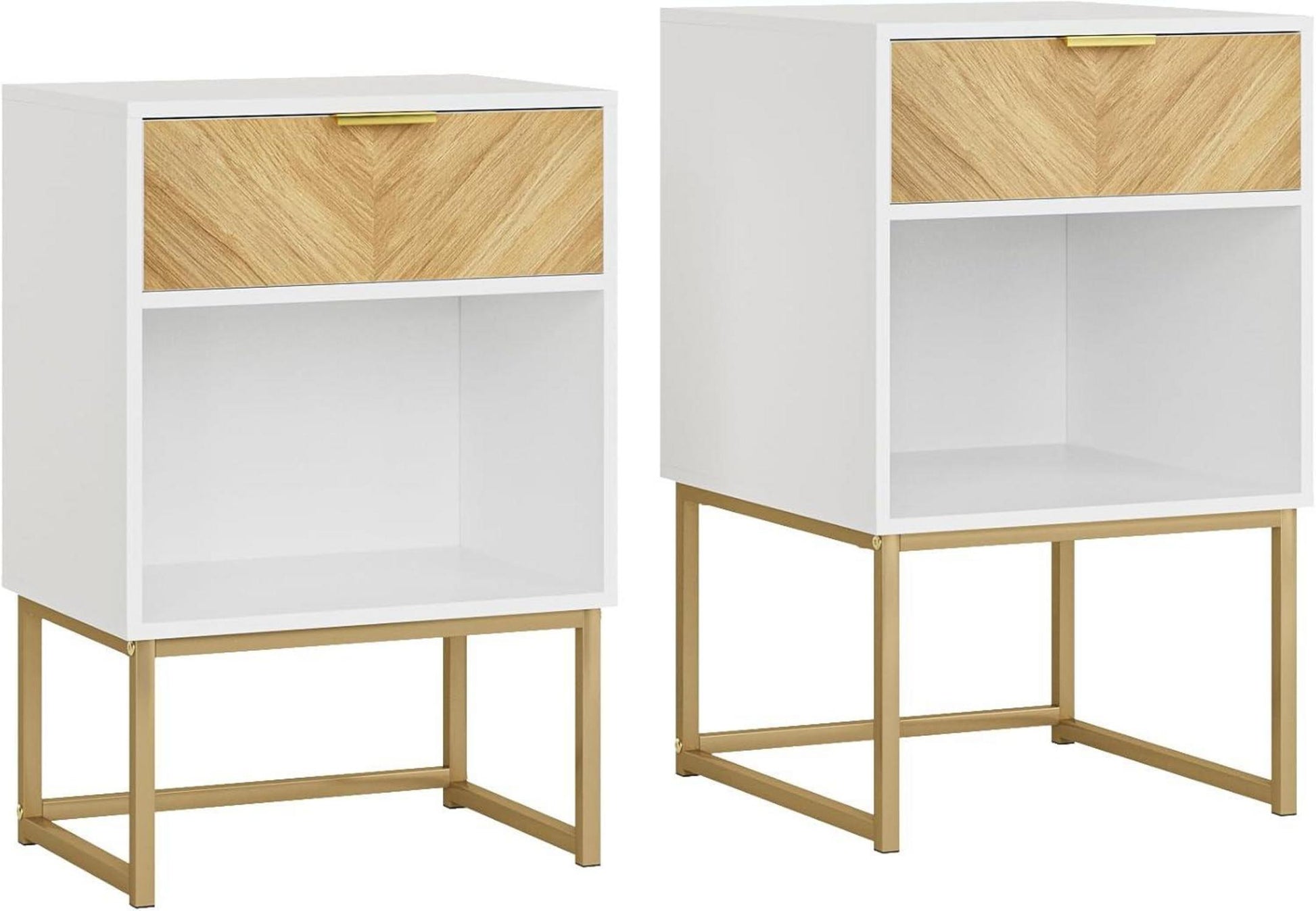 Modern weißer Nachttisch aus Holz mit Eichenschublade