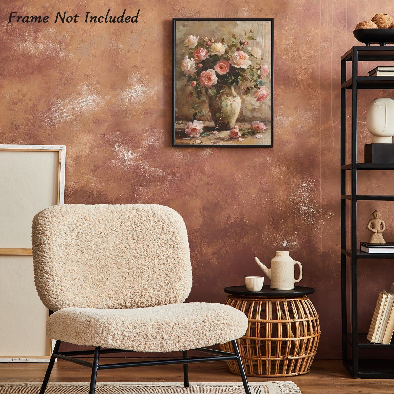 Vintage Blumen Leinwand Bild Wohnzimmer Dekor 30x40 cm