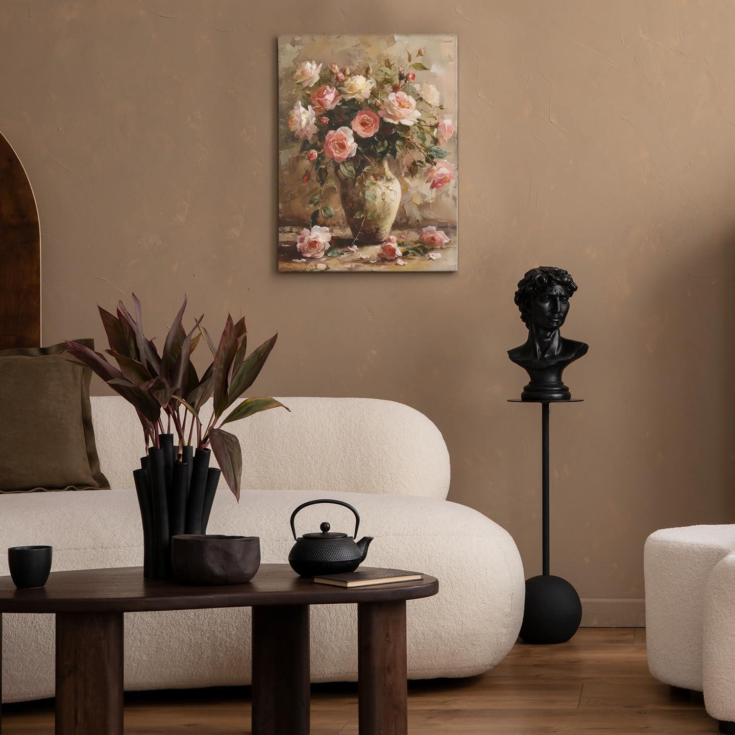 Vintage Blumen Leinwand Bild Badezimmer Schlafzimmer Wohnzimmer Dekor 30x40 cm