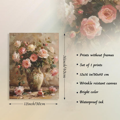 Vintage Blumen Leinwand Bild 30x40 cm für Badezimmer Schlafzimmer