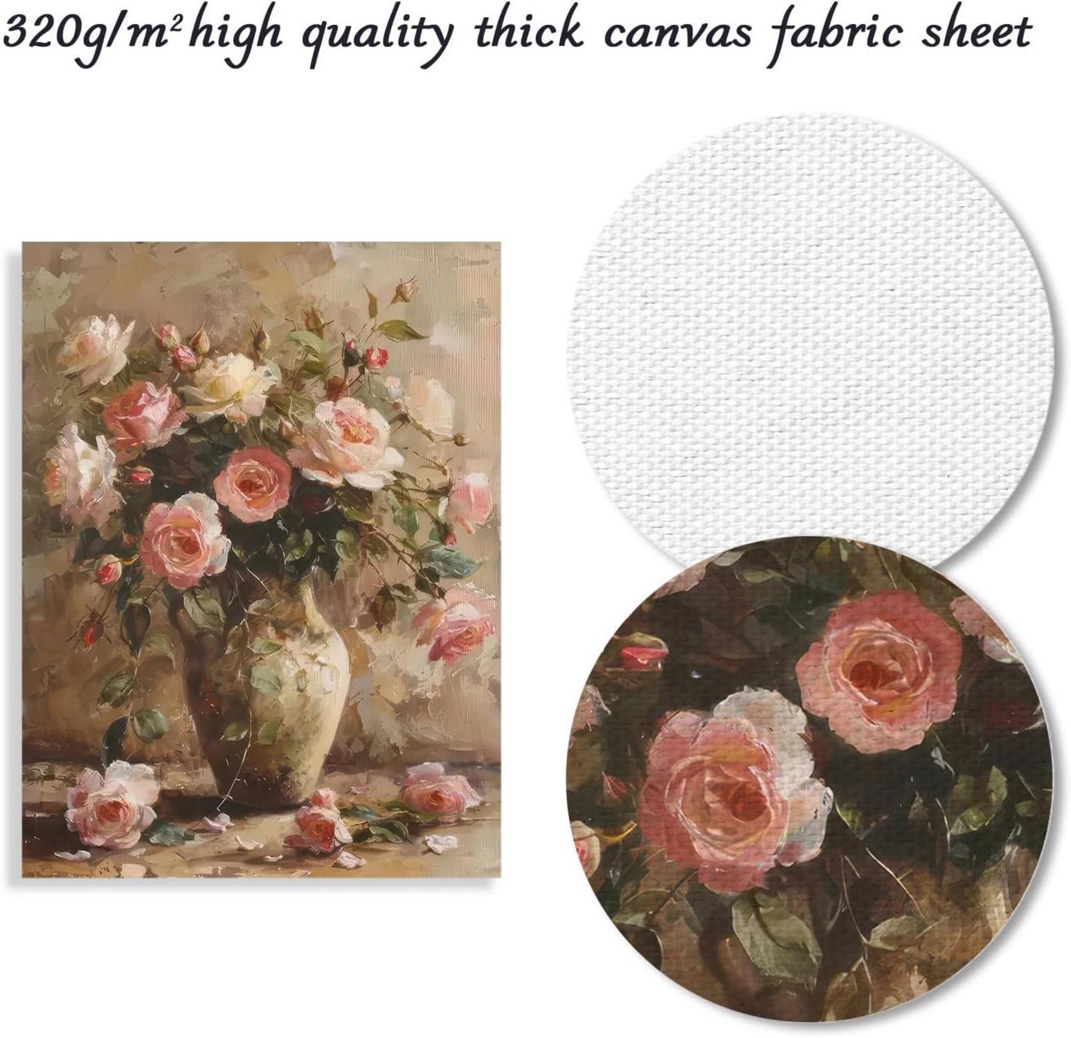 Vintage Blumen Leinwand Bild Französisch Land Dekor 30x40cm Ungerahmt