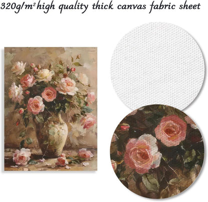 Vintage Blumen Leinwand Bild Französisch Land Dekor 30x40cm Ungerahmt