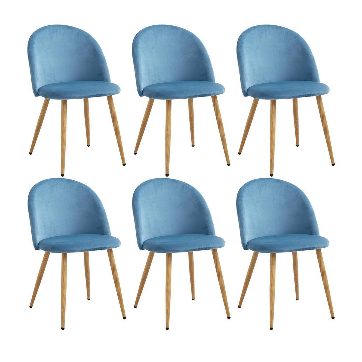 6 Esszimmerstühle Samt mit Metallbeinen, Blau