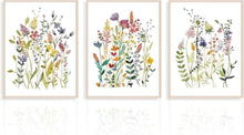 Wildblumen Aquarell Leinwandbilder Set 30x40 cm, 3 Stück Ungerahmt