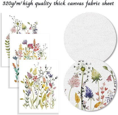 Aquarell Blumen Leinwand Bilder Wildblumen Wandkunst 3er Set 30x40 cm