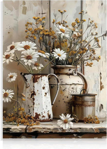 Rustikales Gänseblümchen Wandbild Vintage Dekor 30x40 cm Ungerahmt