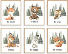 Kinderzimmer Wandbilder Waldtiere Poster Set 20x25 cm 6er Pack