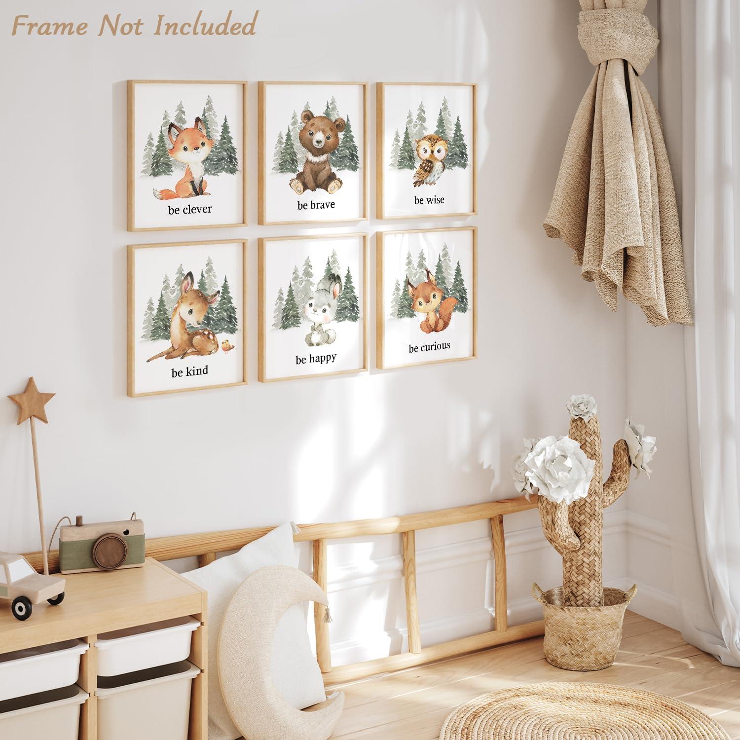 Kinderzimmer Wandbilder Waldtiere Poster Set 20x25 cm 6er Pack