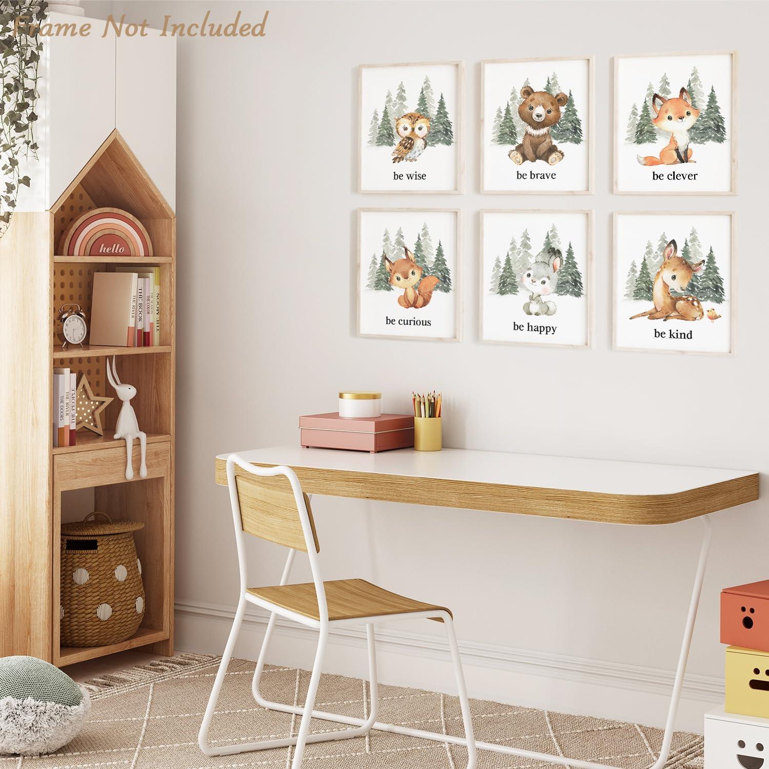 Tiere Wald Poster Set A4 Kinderzimmer Deko Motivationsspüche Waltiere Ungerahmt