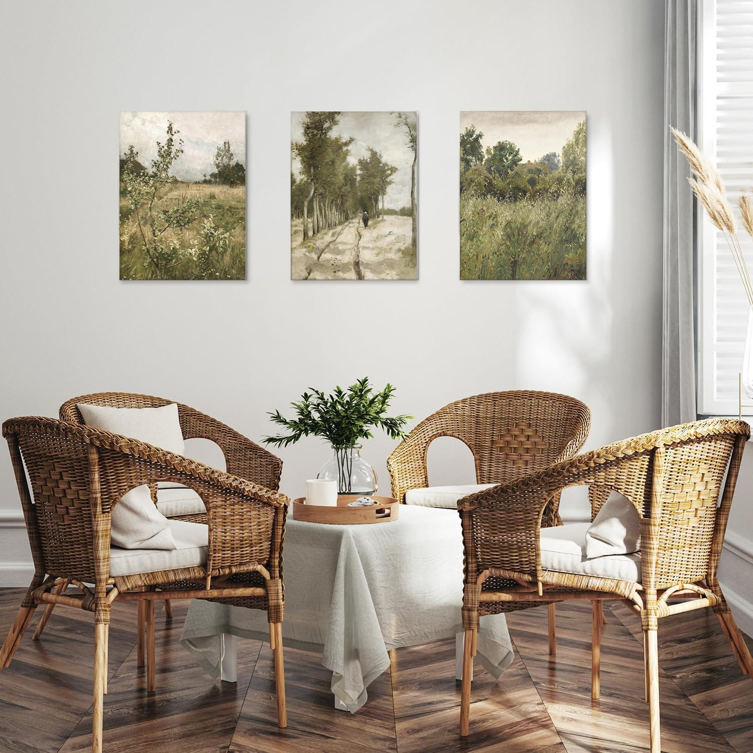 Rustikale Vintage Landschaft Leinwandbilder 30x40cm 3er-Set Ungerahmt